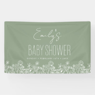 Sage Green Wildflower Boho Baby Shower Banner