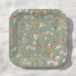 Sage Green Wildflower Boho Baby Shower In Bloom Paper Plate<br><div class="desc">Looking for the perfect paper plates to elevate your wildflower boho baby shower decor? Look no further than these gorgeous and whimsical napkins! Made from high-quality materials and featuring a beautiful wildflower print, these napkins are sure to impress your guests. With their bohemian-inspired design and soft, delicate colours, these paper...</div>
