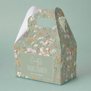 Sage Green Wildflower Boho Bridal Shower Garden Favor Box