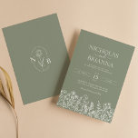 Sage Green Wildflower Boho Wedding Modern Monogram Invitation<br><div class="desc">Sage Green Wildflower Boho Wedding Modern Monogram Invitation. Easily personalize by replacing each info. Make sure to check the preview before adding to cart.</div>