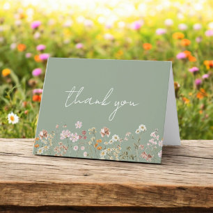 Sage Green Wildflower Bridal Shower Garden Thank You Card