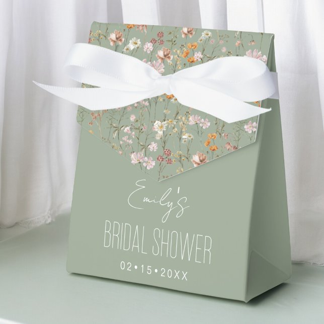 Sage Green Wildflower Bridal Shower In Bloom Favor Box (Creator Uploaded)
