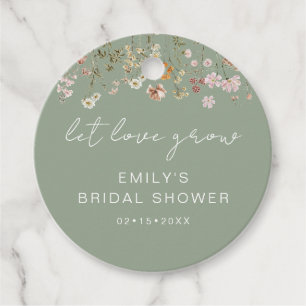 Sage Green Wildflower Bridal Shower Let Love Grow Favour Tags