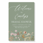 Sage Green Wildflower Bridal Shower Welcome Sign