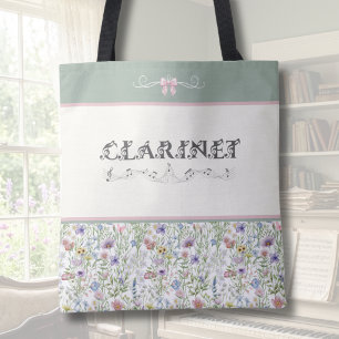Sage Green Wildflower Clarinet Tote Bag   Musician