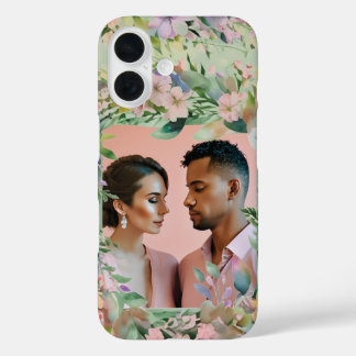 Sage Green Wildflower Elegance Wedding Photo iPhone 16 Case