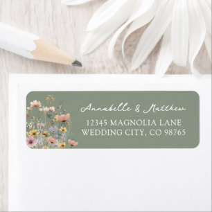 Sage Green Wildflower Floral Return Address