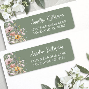 Sage Green Wildflower Floral Return Address
