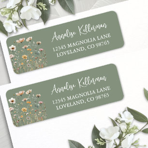 Sage Green Wildflower Floral Return Address