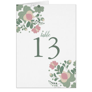 Sage Green Wildflower Folk Wedding Table Card