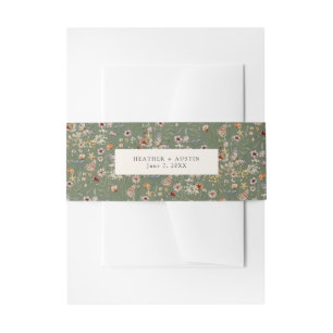 Sage Green Wildflower Invitation Belly Band