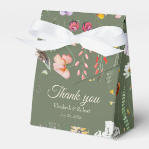Sage Green Wildflower Meadow Wedding Thank You Favor Box