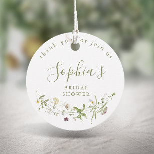Sage Green Wildflower Rustic Boho Bridal Shower  Favour Tags