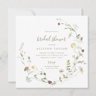 Sage Green Wildflower Rustic Boho Bridal Shower  Invitation