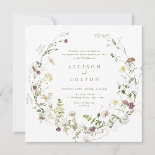 Sage Green Wildflower Rustic Boho Wedding Invitation