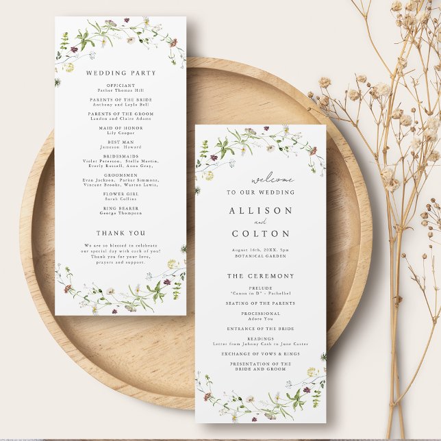 Sage Green Wildflower Rustic Boho Wedding Program (Elegant Wildflower Rustic Boho Wedding Program)