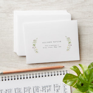 Sage green Wildflower Rustic Boho Wedding RSVP Envelope