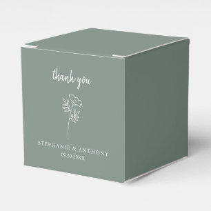 Sage Green Wildflower Wedding Thank You    Favor Box