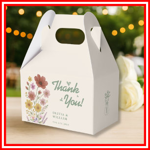 Sage Green Wildflower Wedding Thank You Favor Box