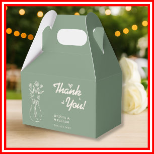 Sage Green Wildflower Wedding Thank You Favor Box