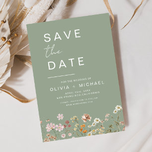 Sage Green Wildflowers Boho Save the Date