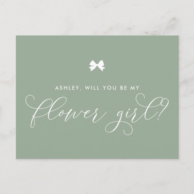 Sage Green Will You Be My Flower Girl Card (Front)