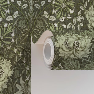 Sage Green William Morris Honeysuckle Wallpaper