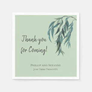 Sage Green Willow Branch Botanical Wedding Theme Napkin