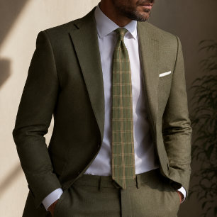 Sage Green Windowpane Plaid Tie