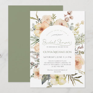 Sage Green Winter Cotton Floral Bridal Shower Invitation