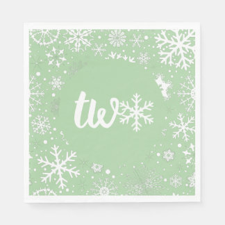 Sage Green Winter Second Birthday Snowflake Napkin
