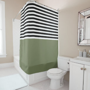 Sage Green With Black and White Stripes