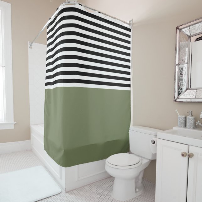 Sage Green With Black and White Stripes (In Situ)