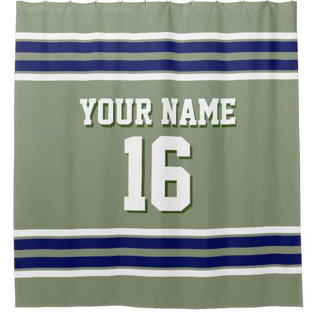 Sage Green with Navy White Stripes Sports Jersey (Front)