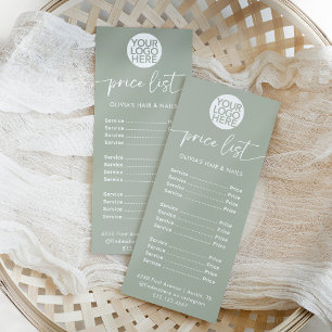 Sage Green with White Logo Price List Services Rack Card