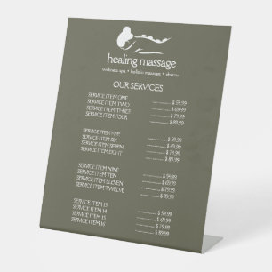 SAGE GREEN WOMAN STONE MASSAGE Wellness Day Spa Pedestal Sign