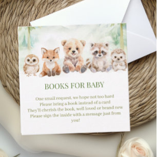 Sage Green Woodland Books for Baby Shower Card