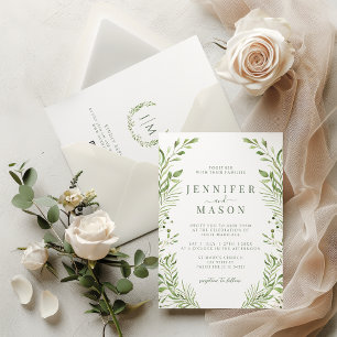 Sage Green Woodland Feuilles Faire-part de mariage