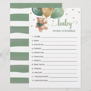 Sage Green Word Scramble Game Teddy Bear 