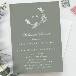 Sage Green Wreath Classic Wedding Rehearsal Dinner Enclosure Card