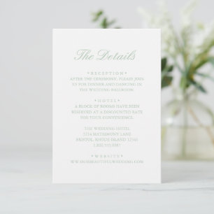 Sage Green Wreath Monogram Elegant Wedding Enclosure Card