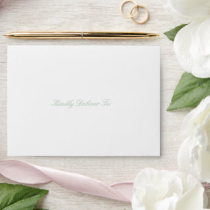 Sage Green Wreath Monogram Elegant Wedding Envelope