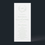Sage Green Wreath Monogram Elegant Wedding Program<br><div class="desc">Elegant wedding program featuring a clean and timeless design with your monogram inside of a wreath crest.</div>