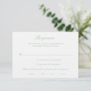 Sage Green Wreath Monogram Elegant Wedding RSVP Card