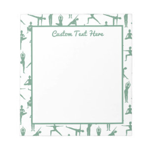 Sage Green Zen Yoga Poses Pattern Personalized Notepad
