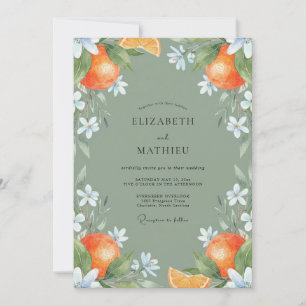 Sage Green Zesty Citrus Wedding Invitation
