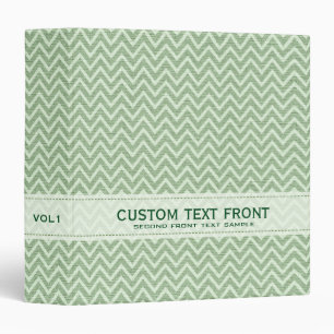 Sage Green Zigzag Chevron Pattern Linen Texture Binder