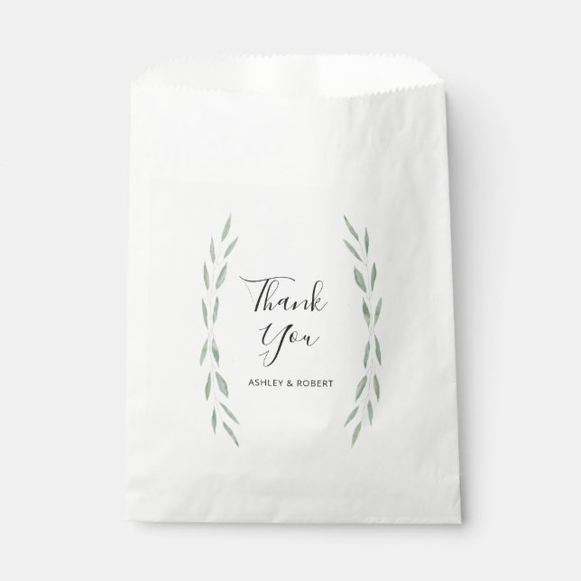 Sage Greenery Botanical Favours, Wedding Thank You Favour Bag (Front)