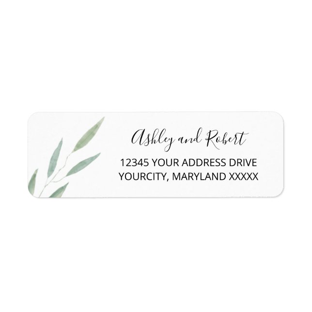 Sage Greenery Botanical Wedding Return Address (Front)