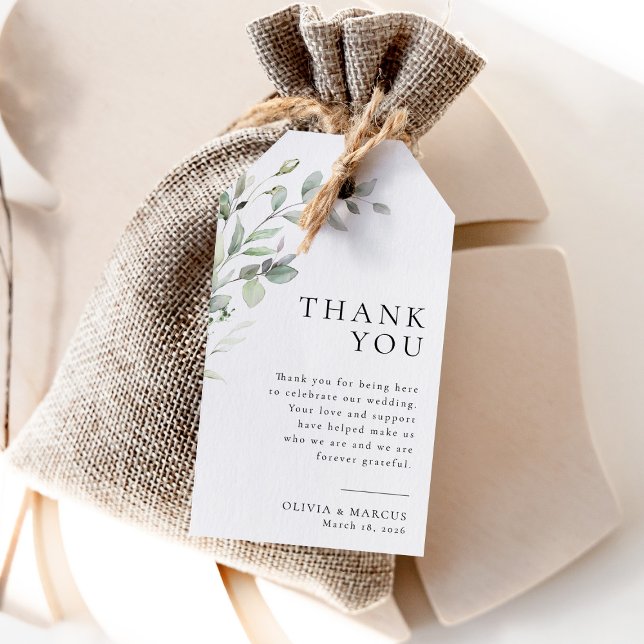 Sage Greenery Botanical Wedding Thank You Gift Tag (Creator Uploaded)